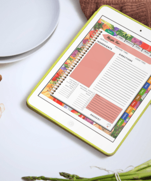 Tablet with recipe card